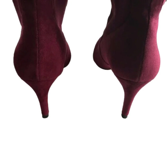 Expression Ankle Boots Suede Wine Color Heel Pull-on Chic Casual Sz  7 US - Picture 8 of 10